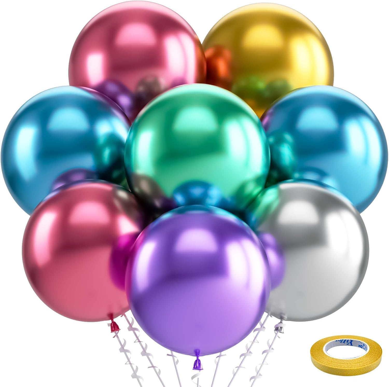 Bezente Assorted Latex Rainbow Balloons 100 Pack 12 inch - Image 124