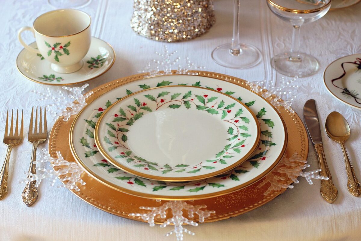 A party table laid with disposable tableware