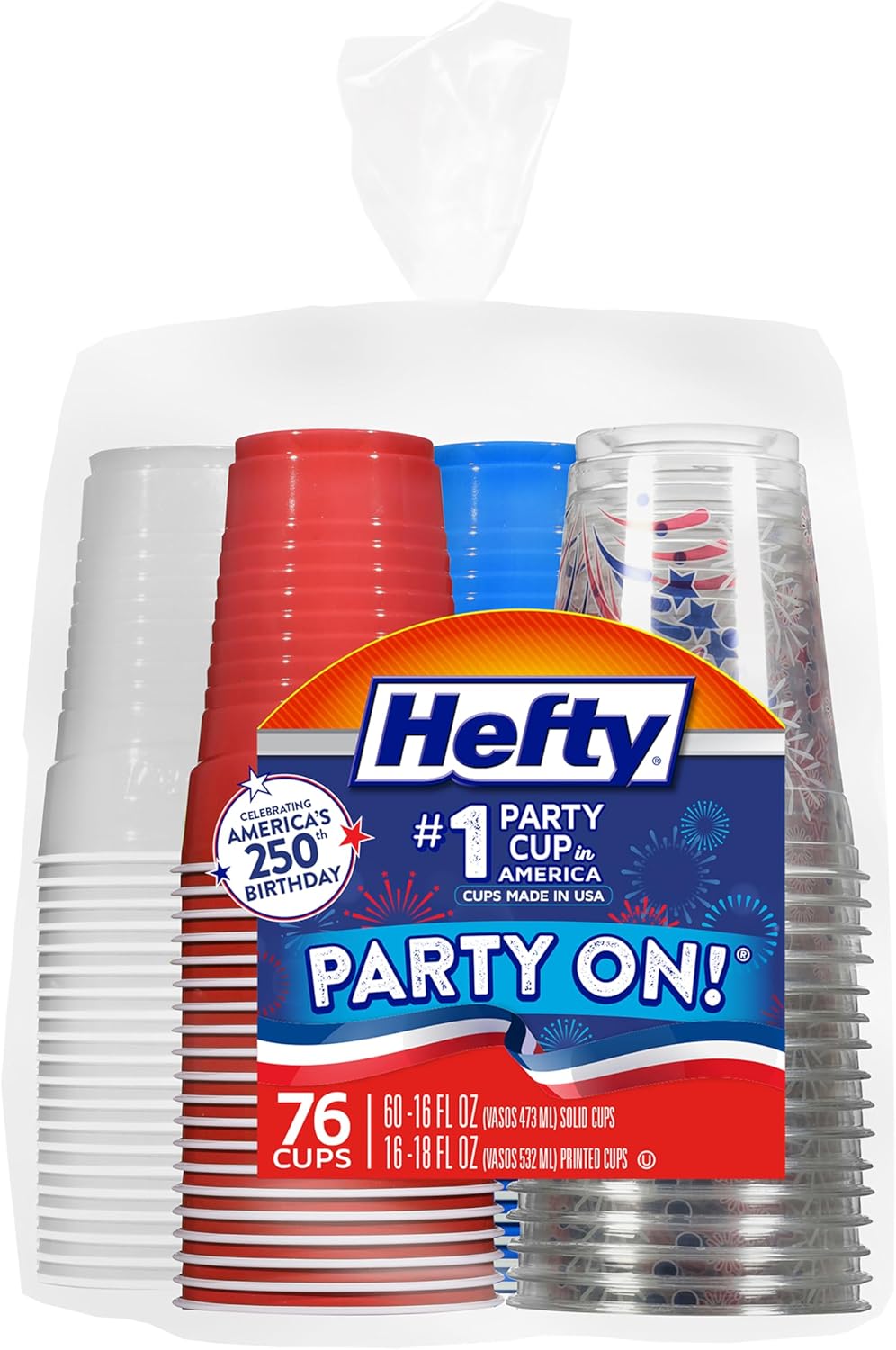 Hefty Party On Disposable Plastic Cups, Assorted, 16 Ounce, 100 Count - Image 9